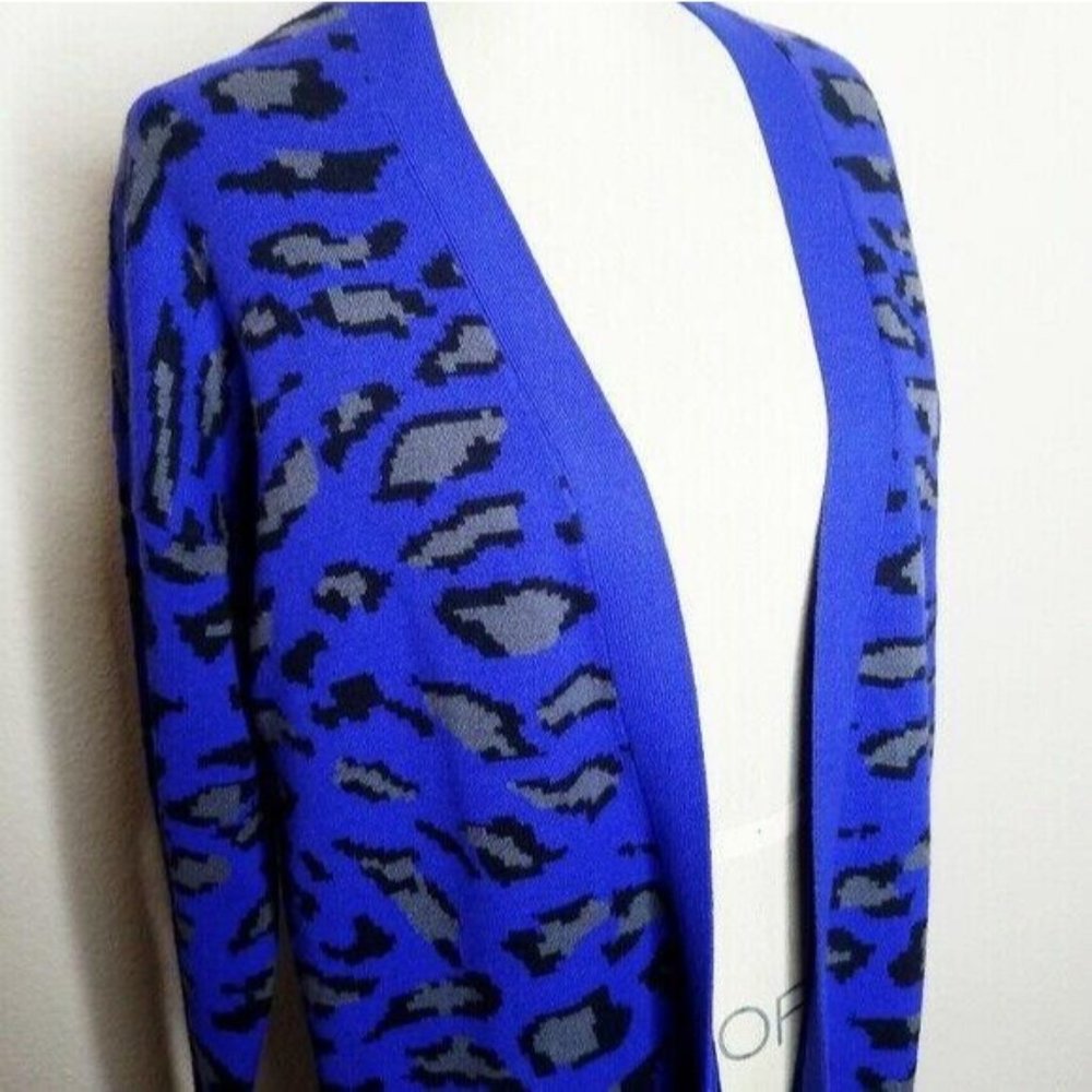 Splendid | NWT Womens Size S Blue Grey Leopard Long Cardigan MSRP $168 - Picture 1 of 4